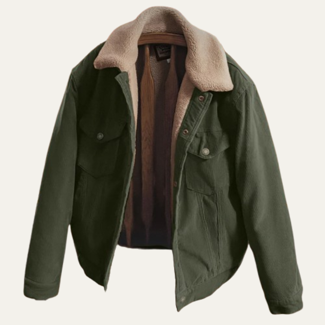 Men’s Shearling Collar Corduroy Trucker Jacket