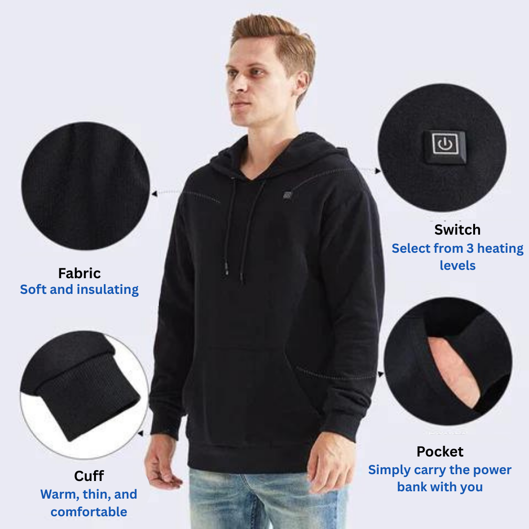 Unisex Heated Hoodie with Warming Panels
