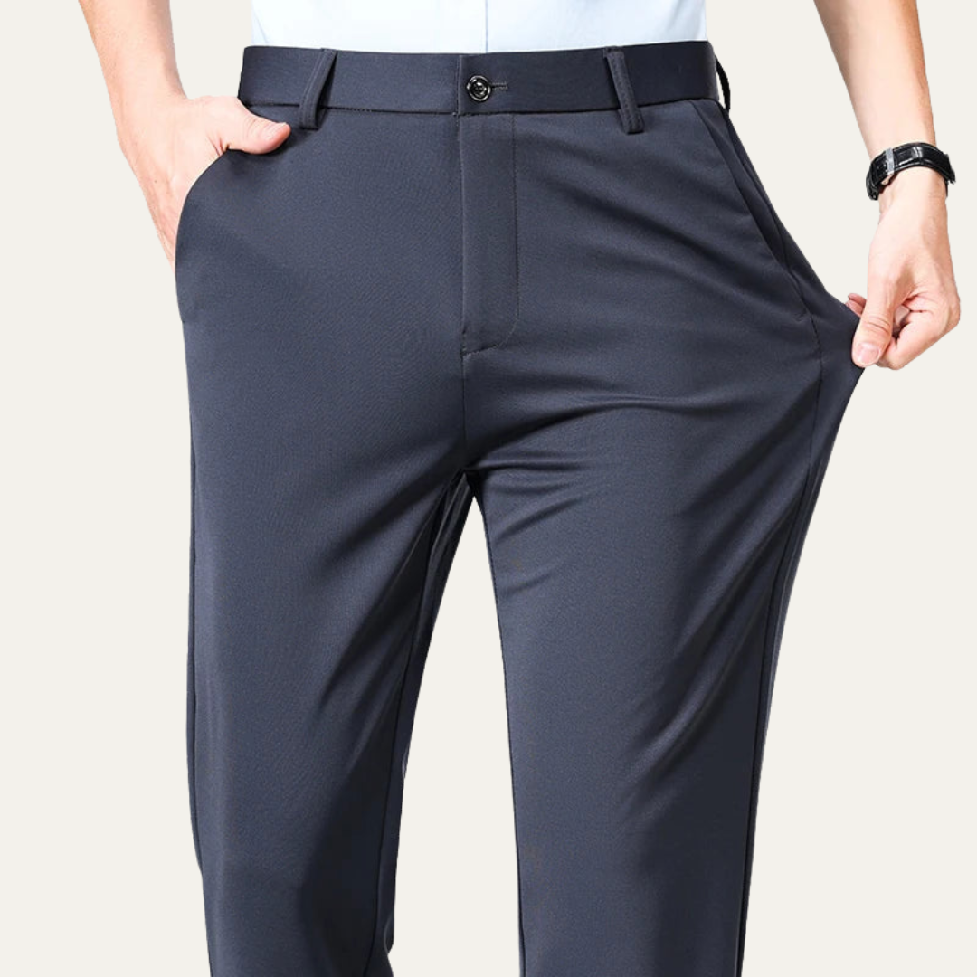 Men’s Modern Stretch Flat-Front Trousers