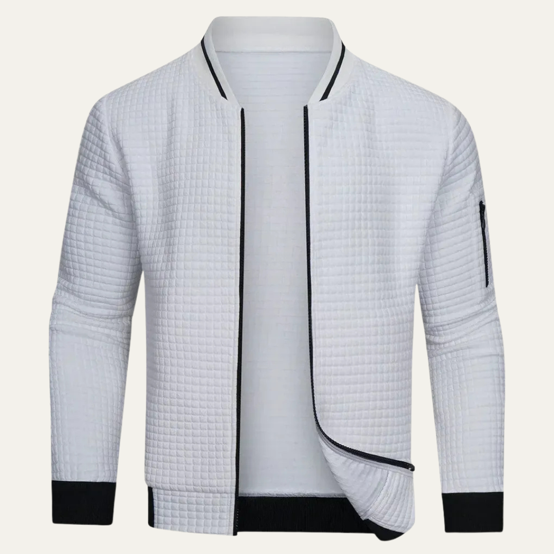 Men’s Waffle Knit Full Zip Casual Sweatshirt
