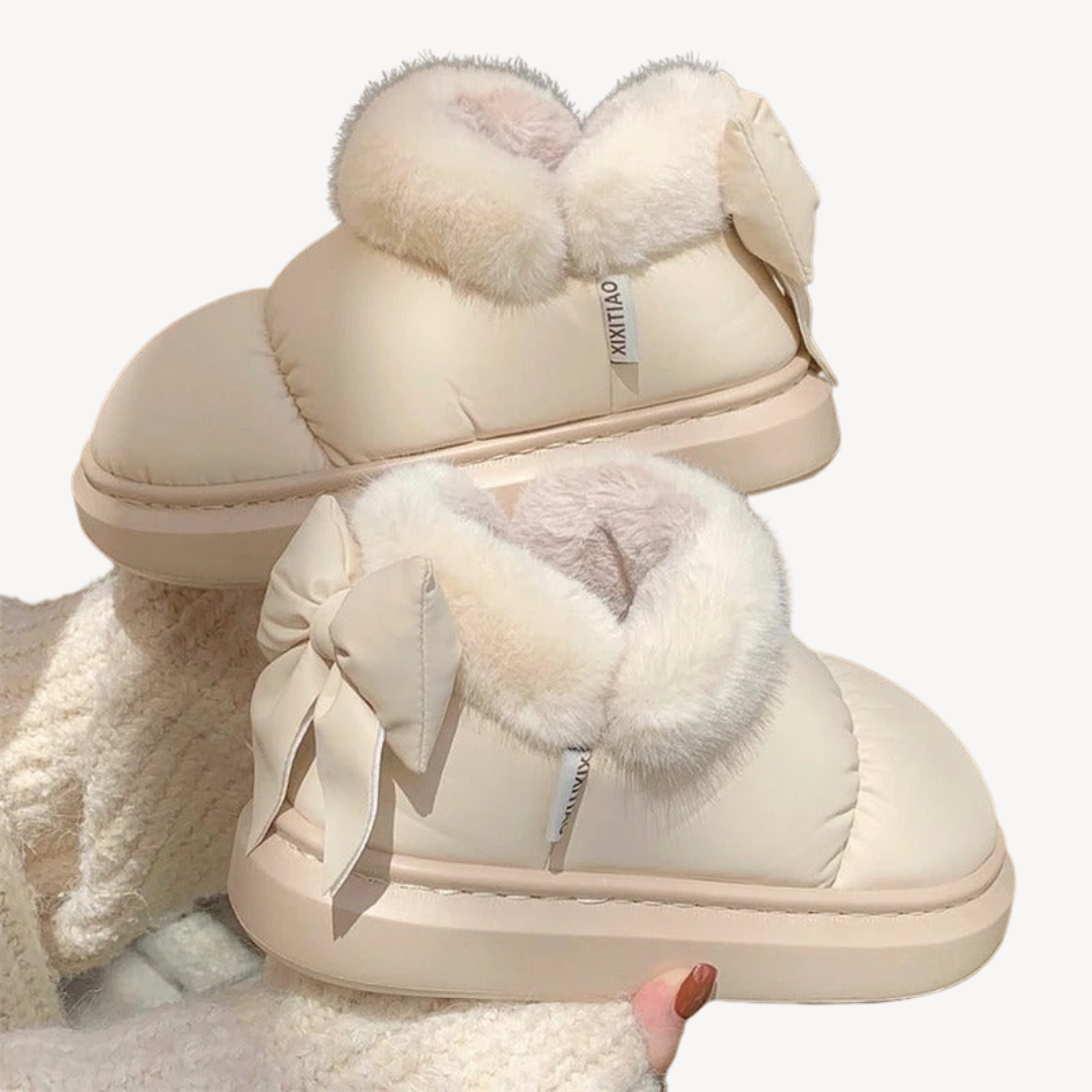 Orthopedic Faux Fur Bow Slippers