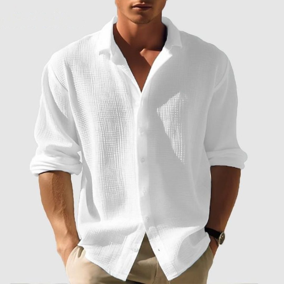 Men's Relaxed Fit Cotton Long Sleeve Shirt