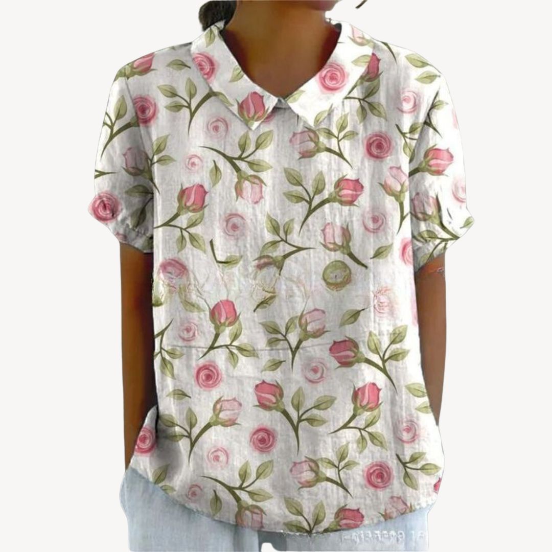 Floral Print Button-Up Shirt Women
