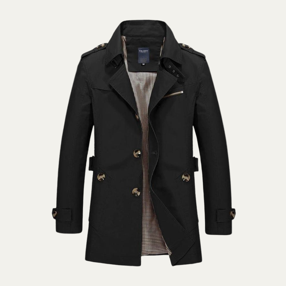 Men’s Double Breasted Classic Belted Trench Coat