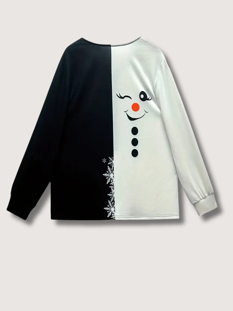 Women’s Elegant Christmas Snowman Zipper Sweatshirt