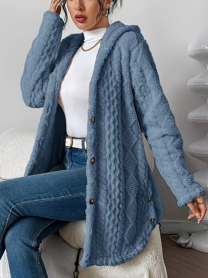 Women's Hooded Plush Cardigan Coat