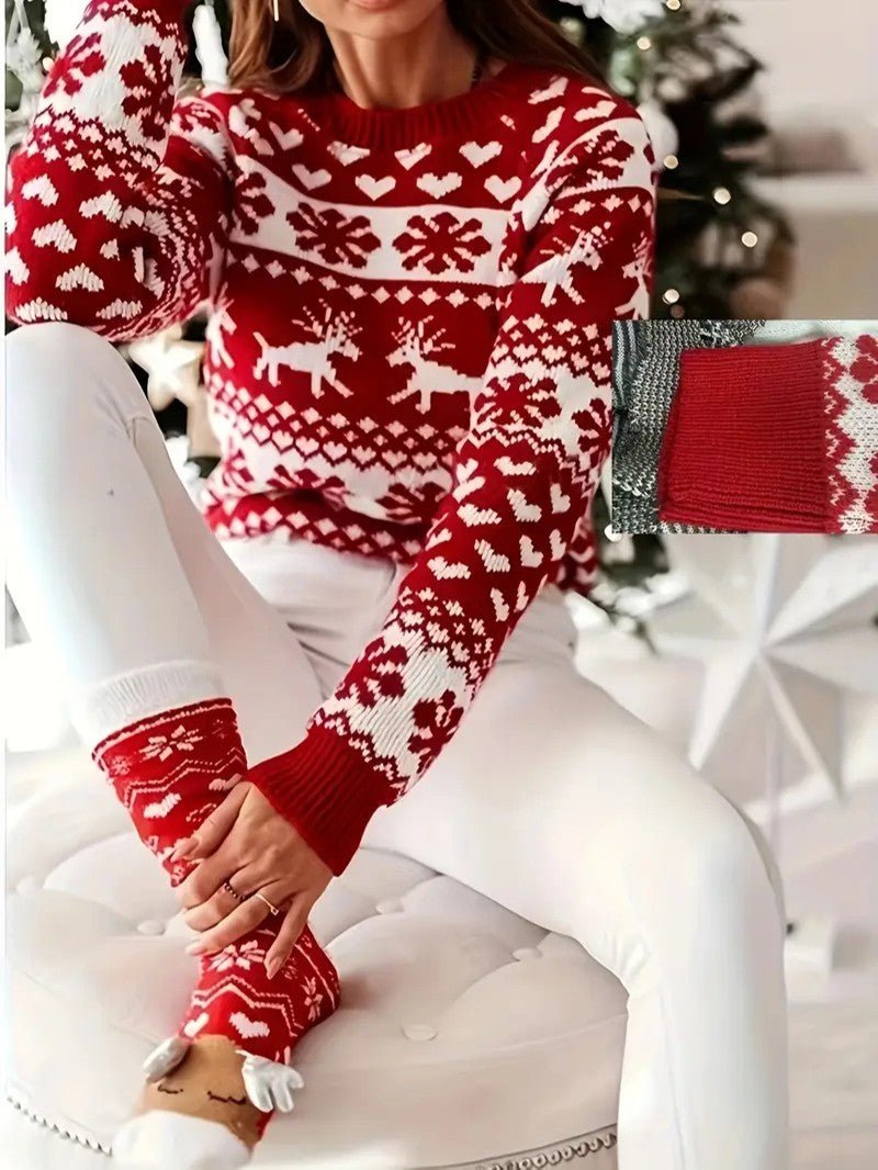 Women’s Red Reindeer Christmas Sweater