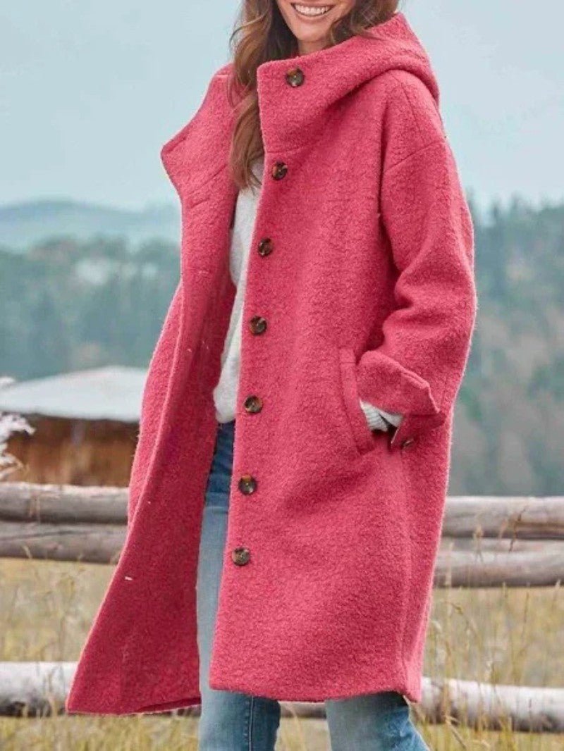 Women's Relaxed Wool Blend Coat with Hood