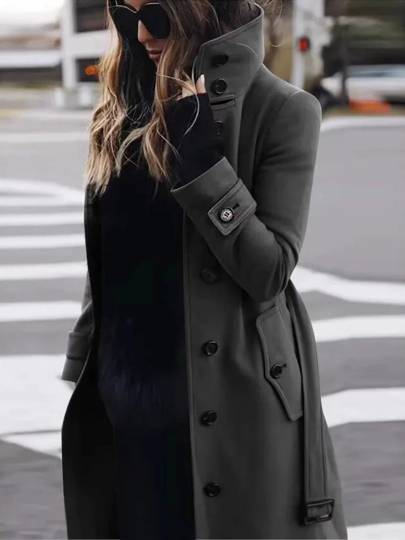 Women's Wool Blend Belted Trench Coat