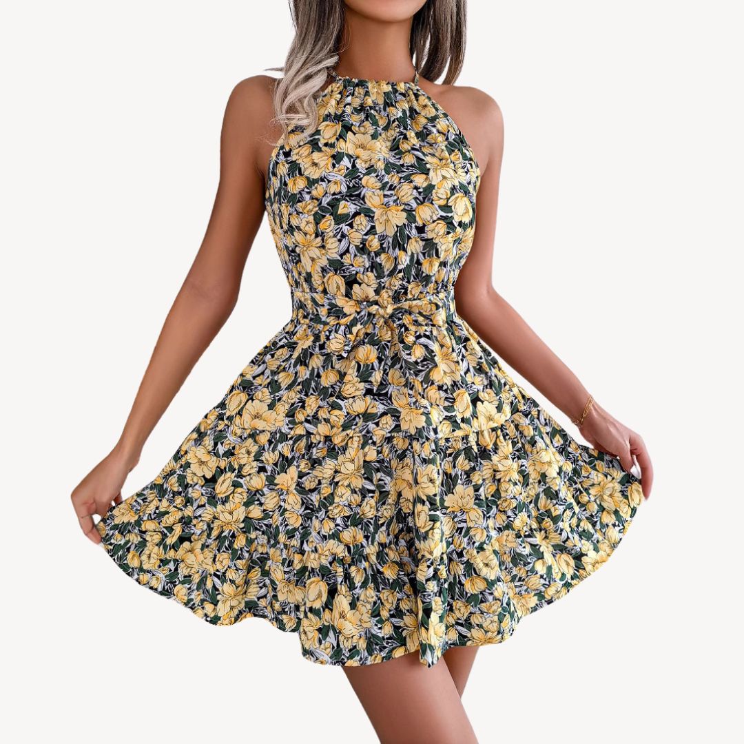 Women's Halter Floral Mini Dress