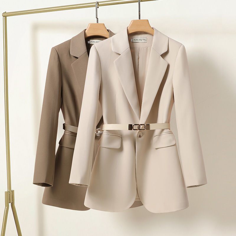 Classic Fit Women's Blazer with Pockets and Belt - BritishElegance