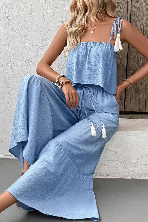 Fashion Solid Color Casual Two Pieces Set