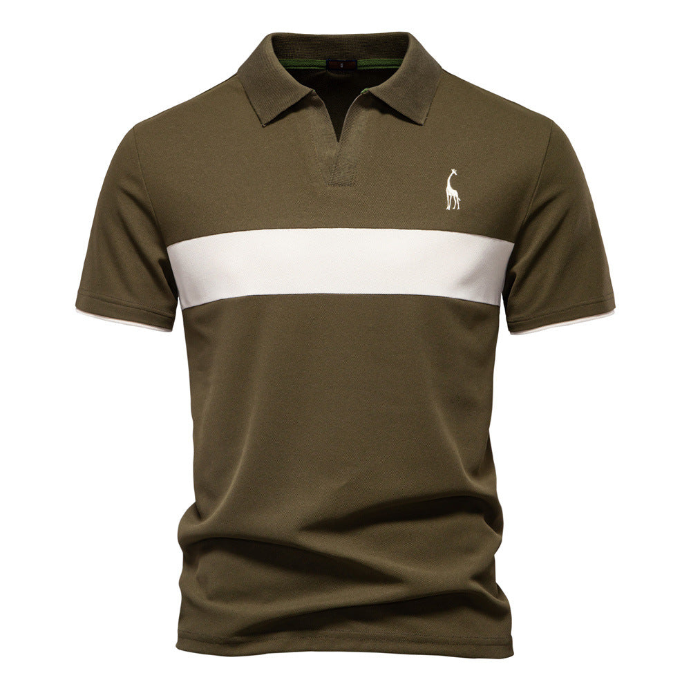 Classic Men's Short Sleeve Polo Shirt with Striped Trim