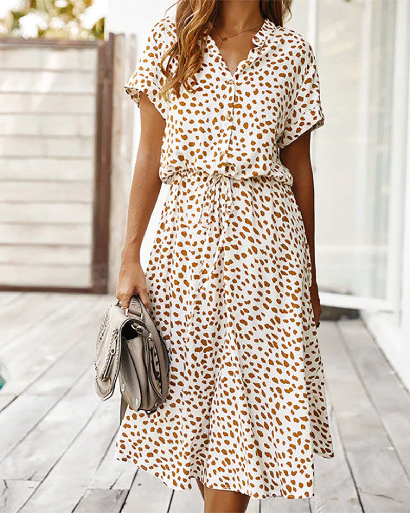 Cute V-Neck Polka Dot Sundress for Women - BritishElegance
