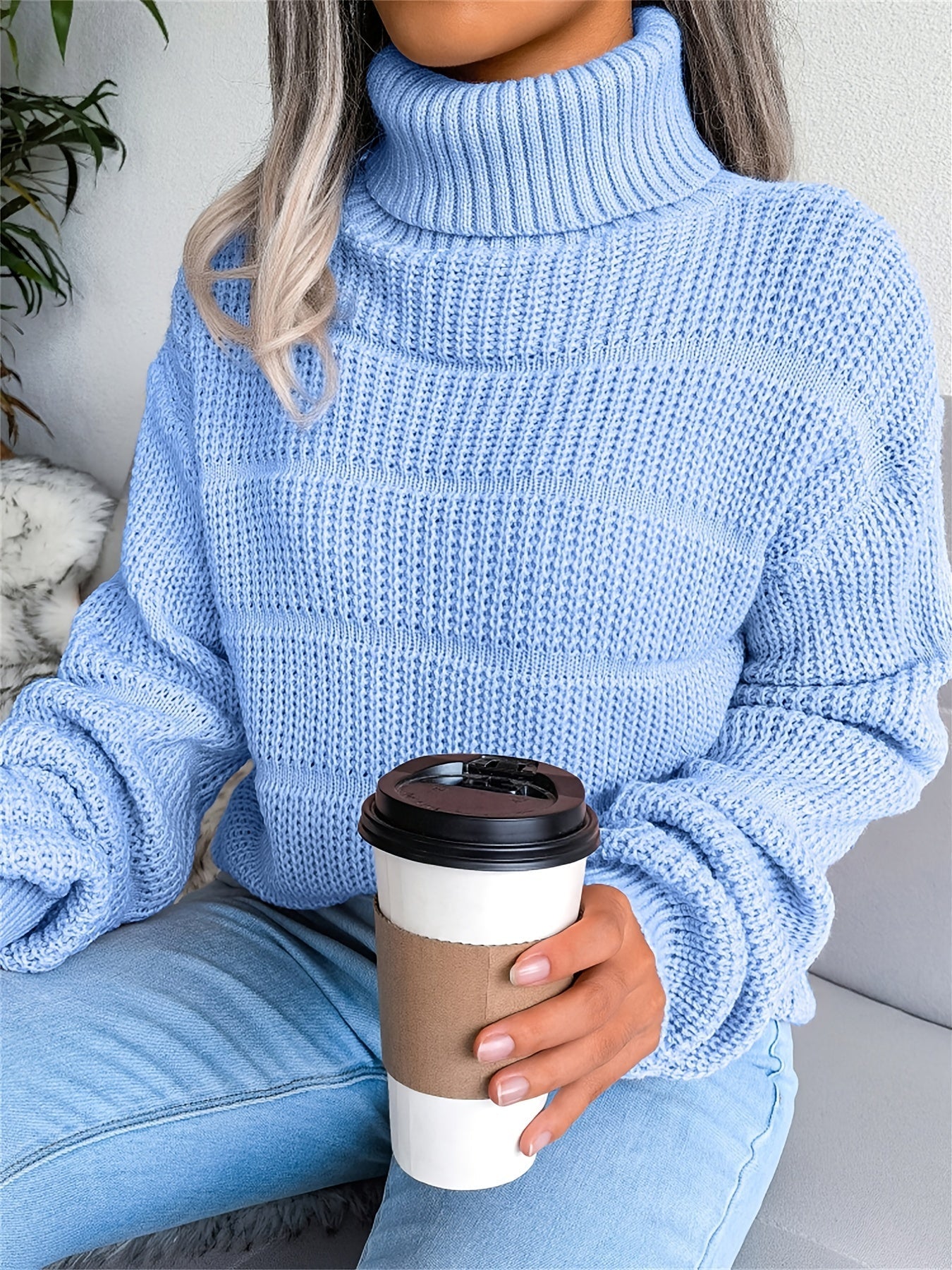 Soft Women's Warm Long Sleeve Turtleneck Sweater - BritishElegance