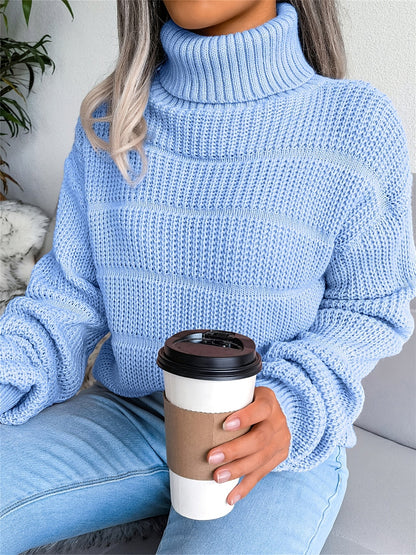 Soft Women's Warm Long Sleeve Turtleneck Sweater - BritishElegance