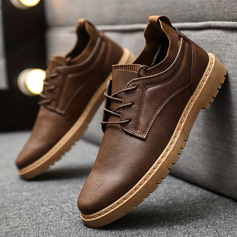 Stylish Men's Leather Oxford Shoes - BritishElegance
