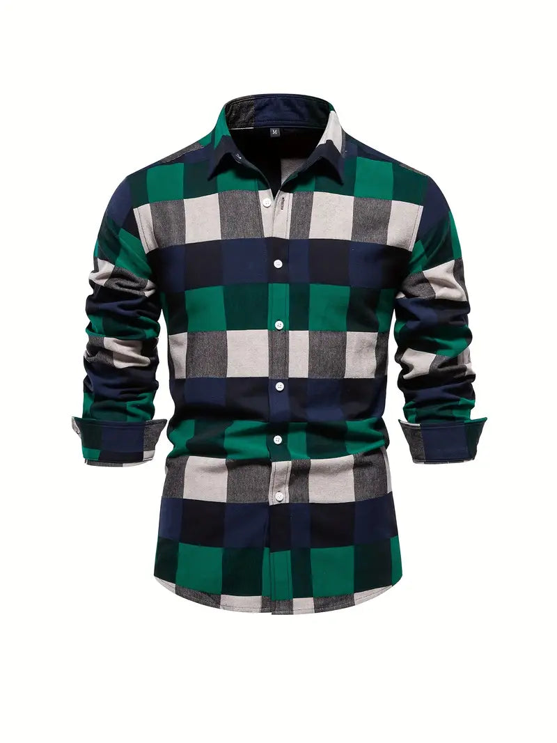 Men's John color-blocked long-sleeve button-down shirt