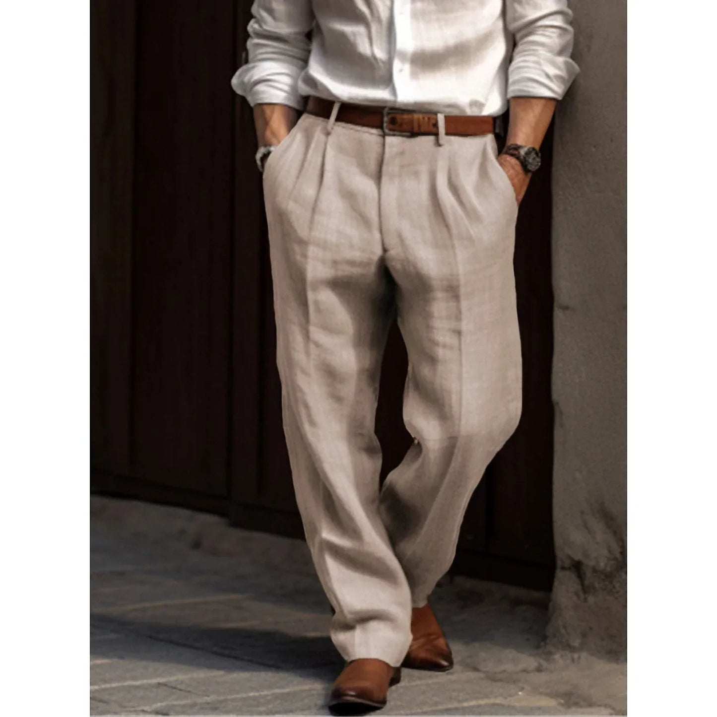 Classic Men's Linen Pants Comfort Fit Elegant Trousers - BritishElegance