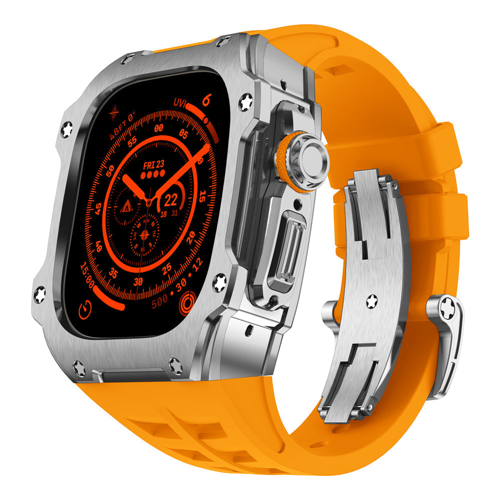 Silver Metal Case for Apple Watch Ultra - BritishElegance