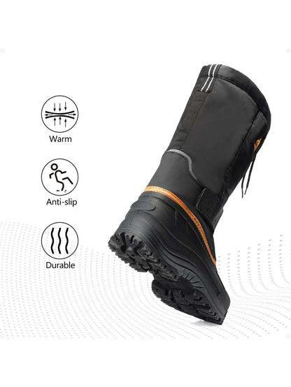 Men’s Tall Rugged Winter Snow Boots with Strap and Drawstring