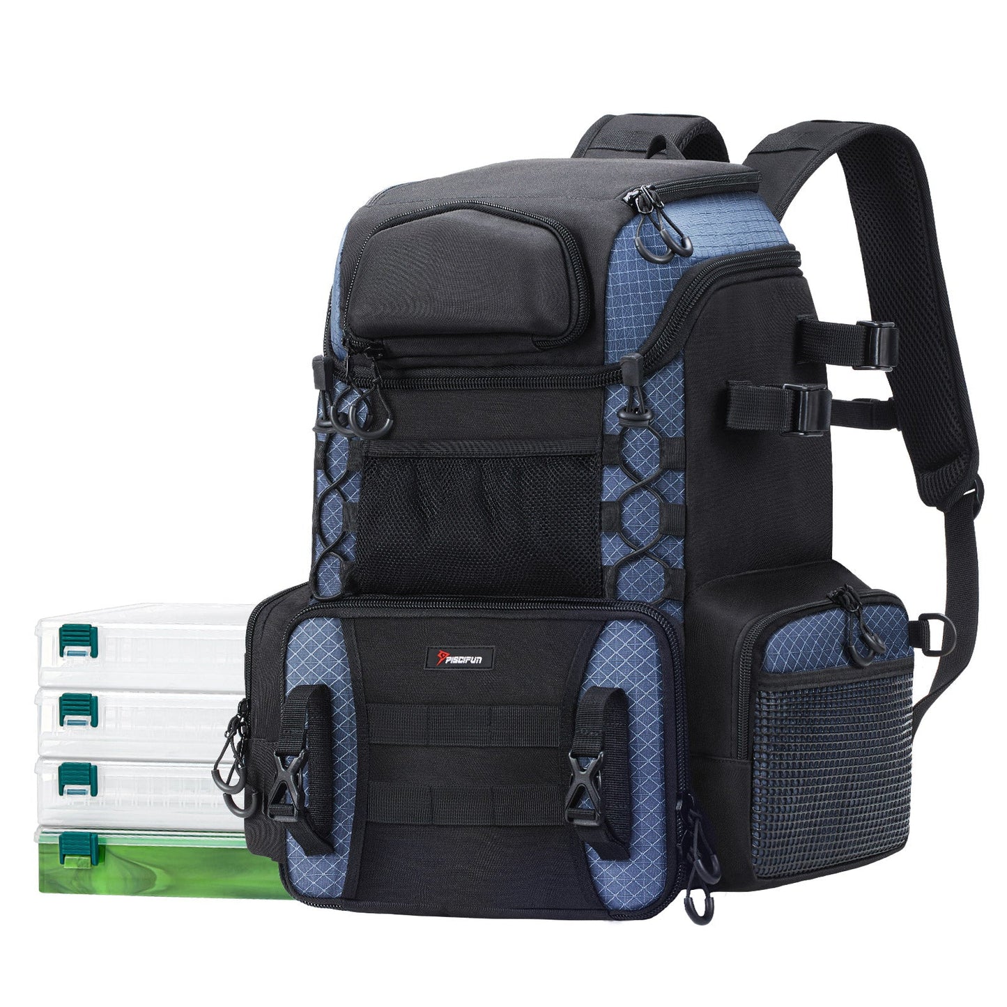 Spacious Fishing Gear Backpack With 4 Tackle Boxes - BritishElegance