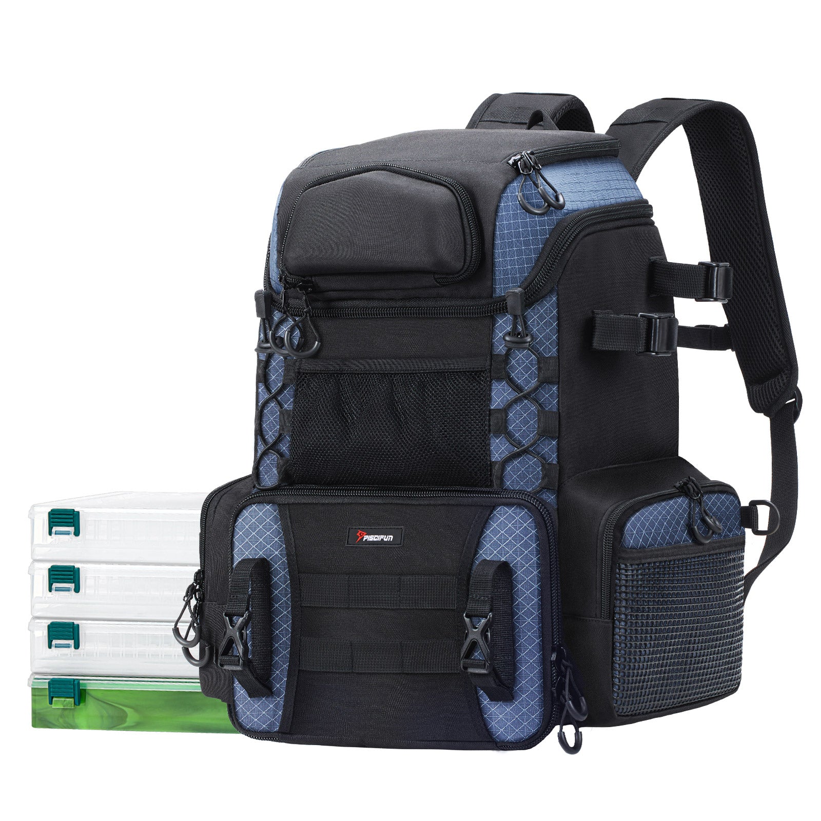 Spacious Fishing Gear Backpack With 4 Tackle Boxes - BritishElegance
