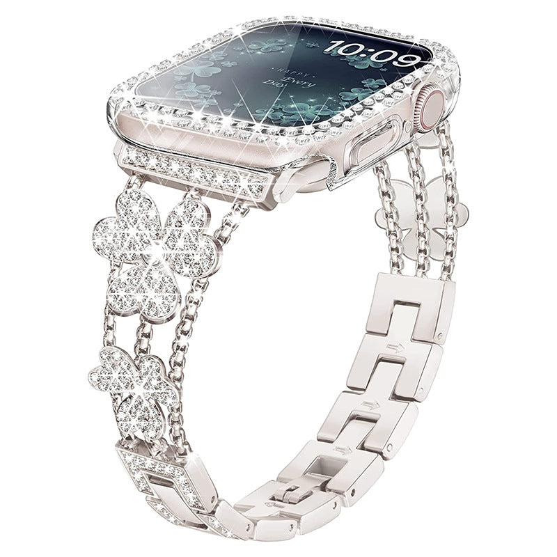 Glittering Flower Crystal Apple Watch Link Bracelet - BritishElegance