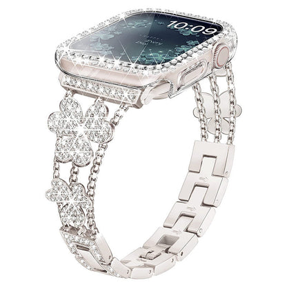 Glittering Flower Crystal Apple Watch Link Bracelet - BritishElegance