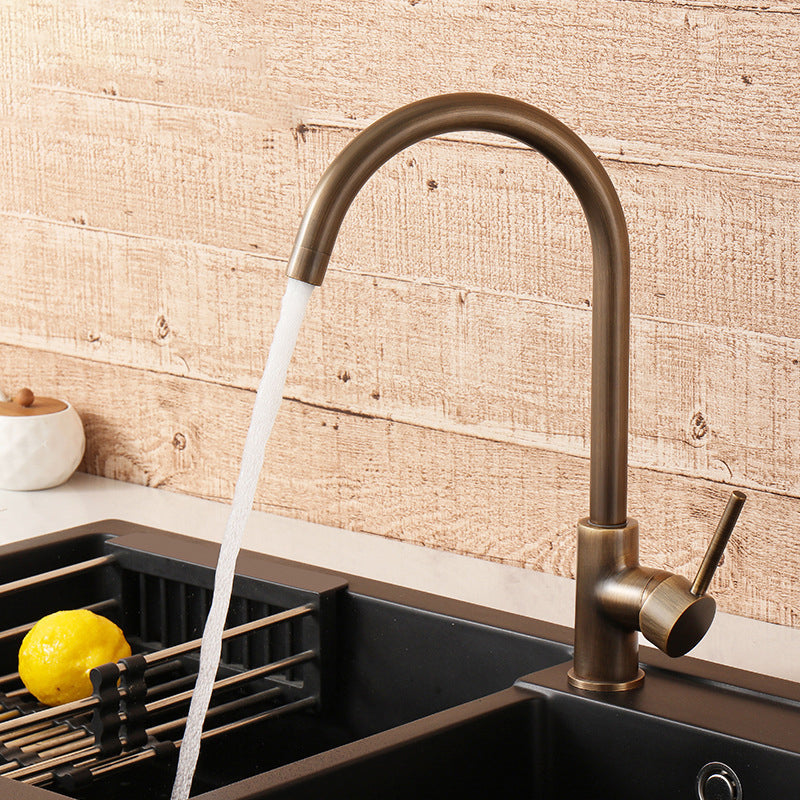 Classic Bronze Single Handle Kitchen Faucet With Easy Turn - BritishElegance
