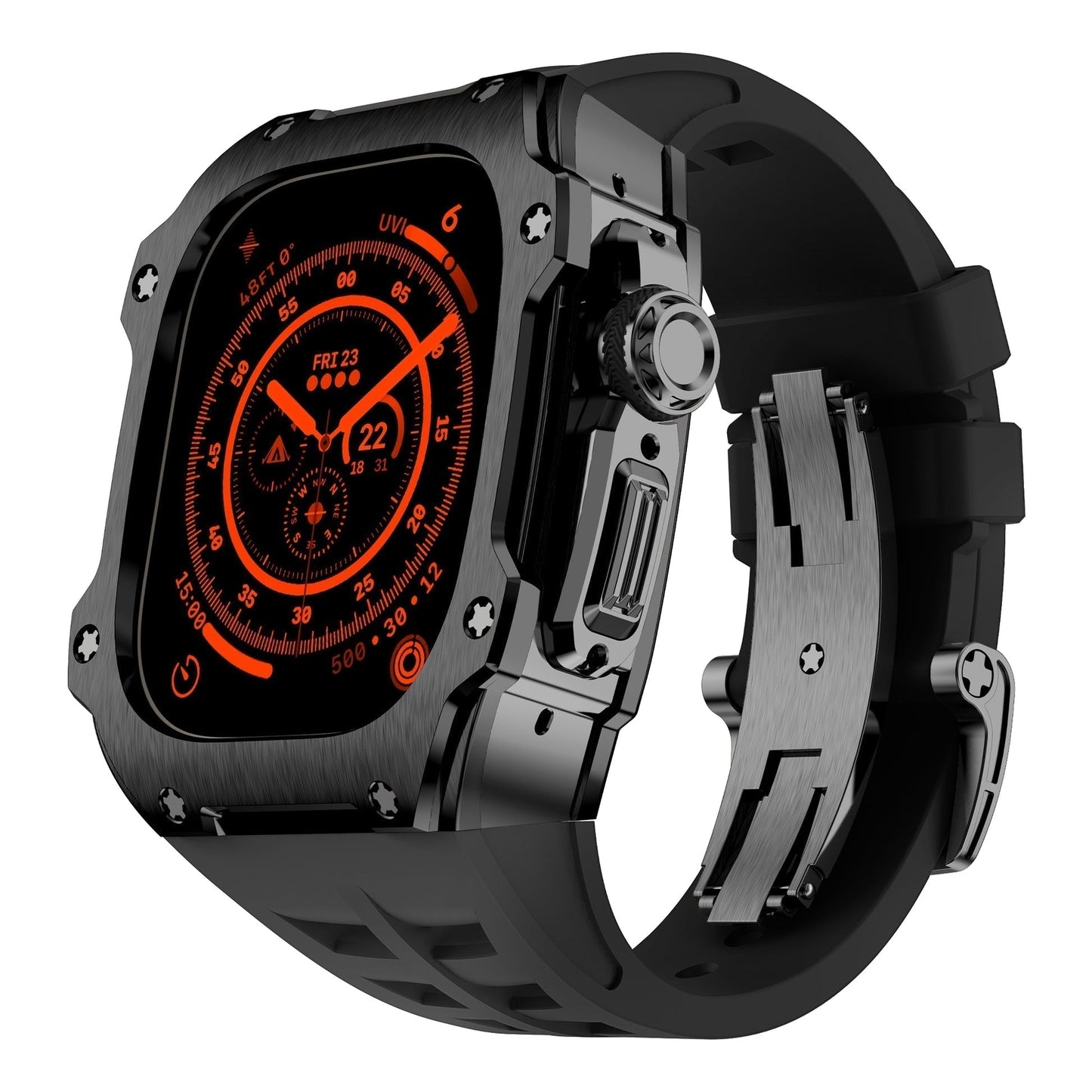 Tough Black Stainless Steel Case for Apple Watch Ultra - BritishElegance