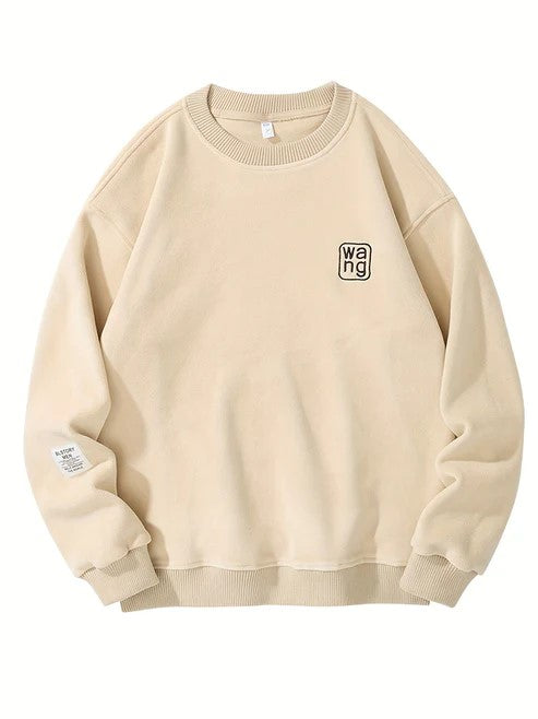 Warm Crew Neck Embroidered Sweatshirt for Men - BritishElegance