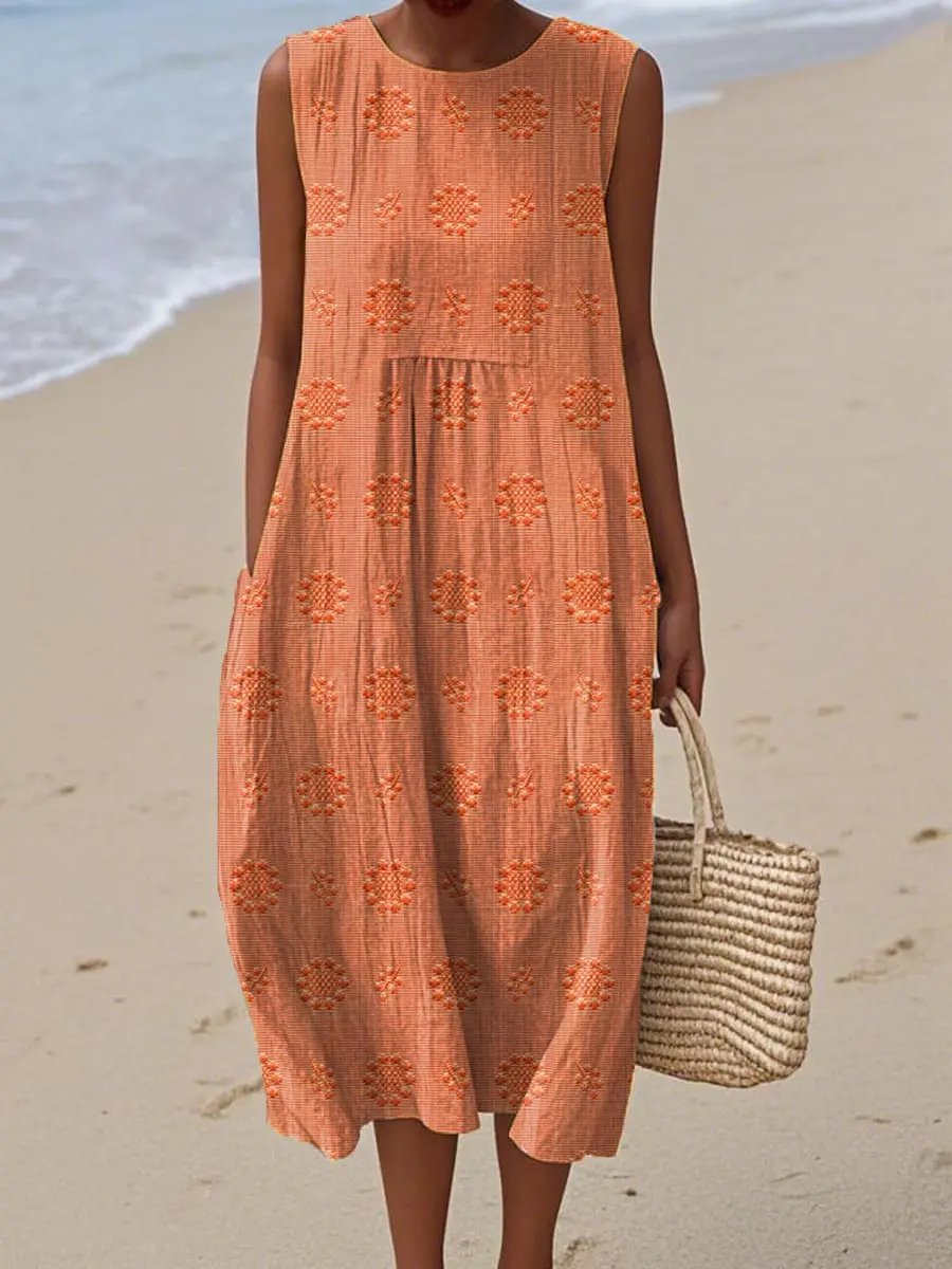 Aikaterini | Elegant Sleeveless Cotton Pocket Dress