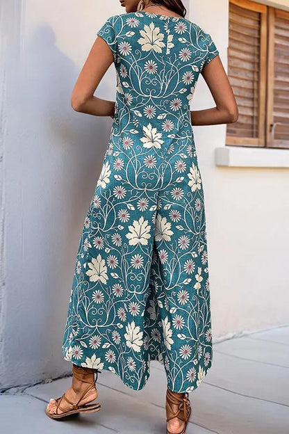 Vintage Floral Print  Casual Jumpsuit