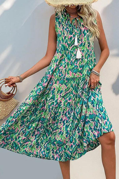 Bohemia Floral Print Fashion Midi Dress