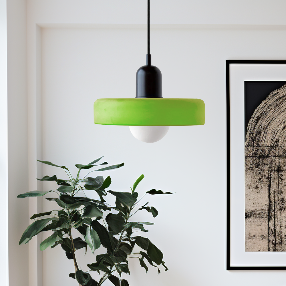 Colorful Glass Hanging Lamp With Adjustable Arm