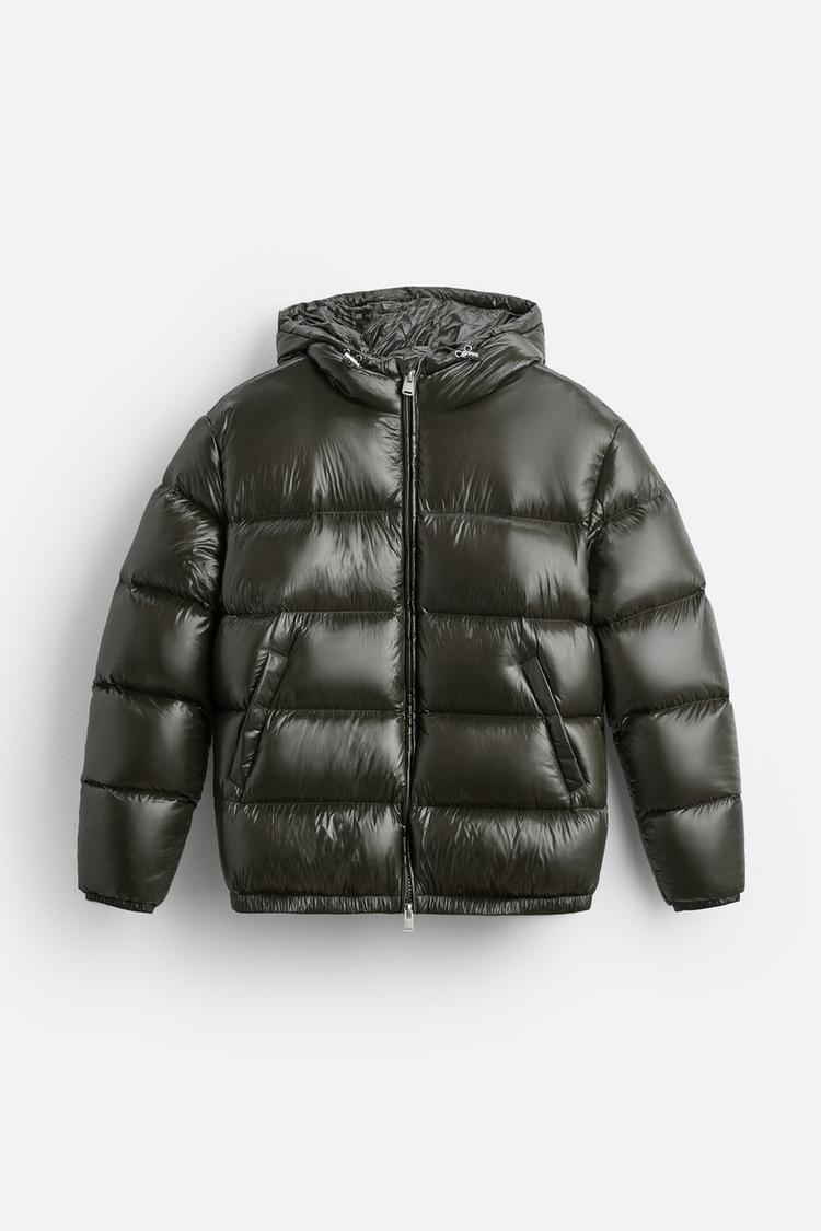 Men’s Modern Glossy Design Hooded Puffer Jacket