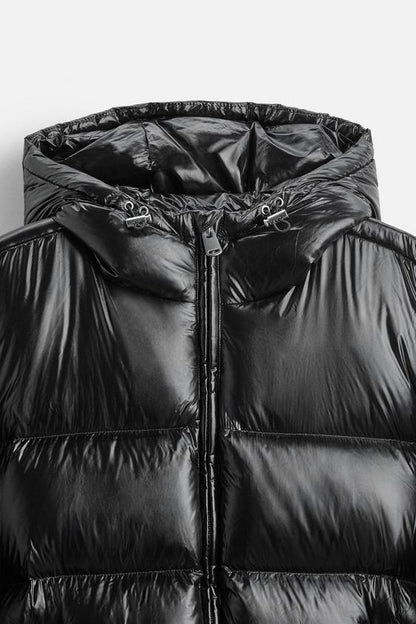 Men’s Modern Glossy Design Hooded Puffer Jacket