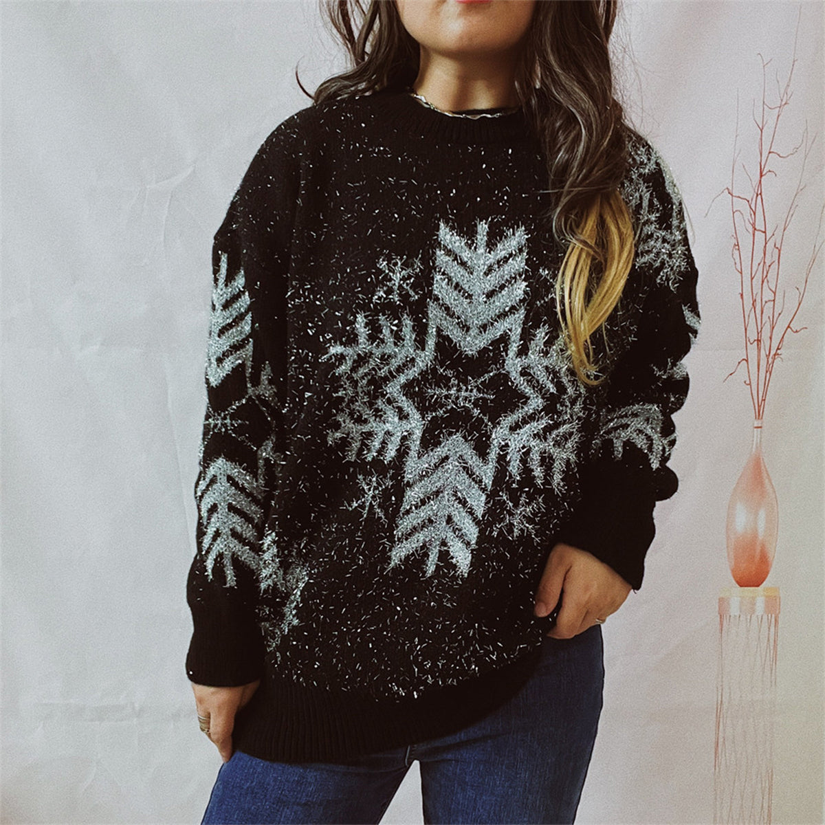 Classic Winter Crew Neck Sweater – Soft Knit Pattern