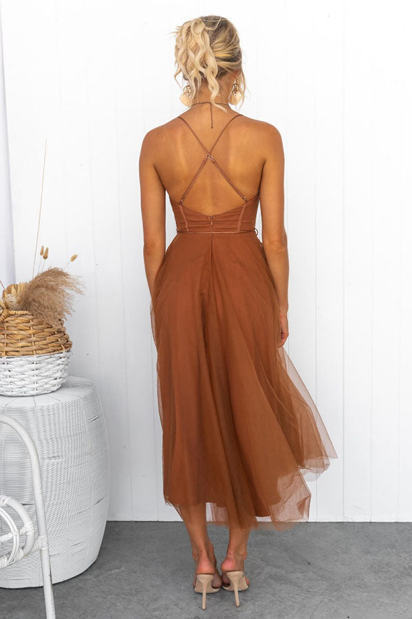 Lunette – Elegant Tulle Corset Midi Dress
