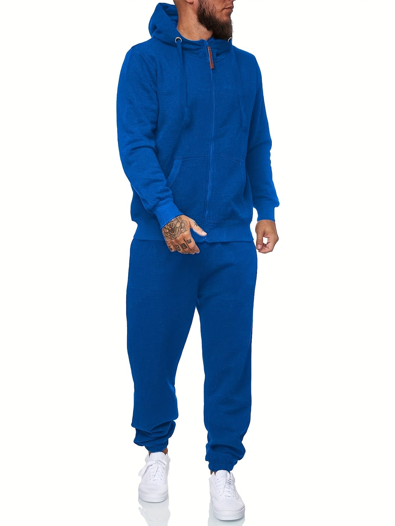 Relaxed Fit Hooded Tracksuit Set with Zip Jacket and Pants