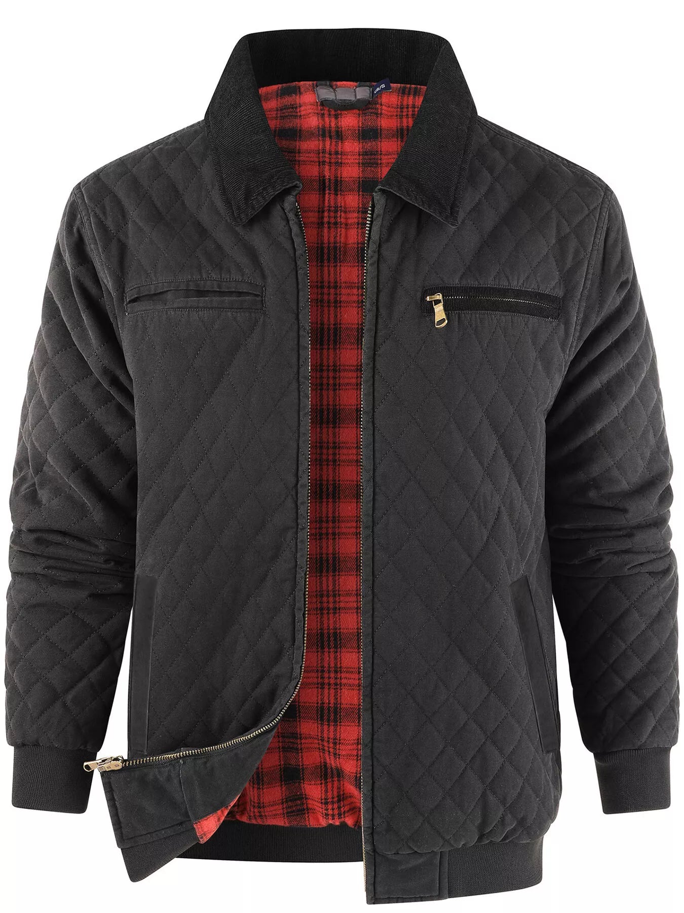 Warm Plaid Lined Men's Quilted Jacket - BritishElegance