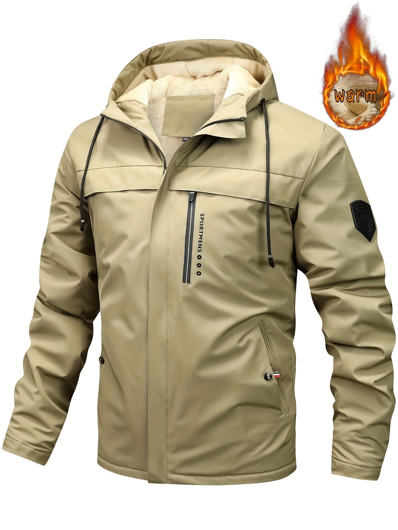 Waterproof Mens Fleece Hooded Outdoor Jacket