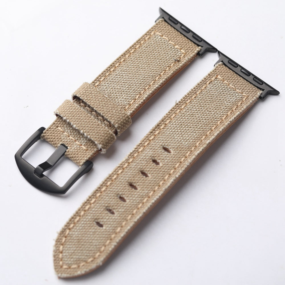 Authentic Leather and Durable Canvas Watch Band