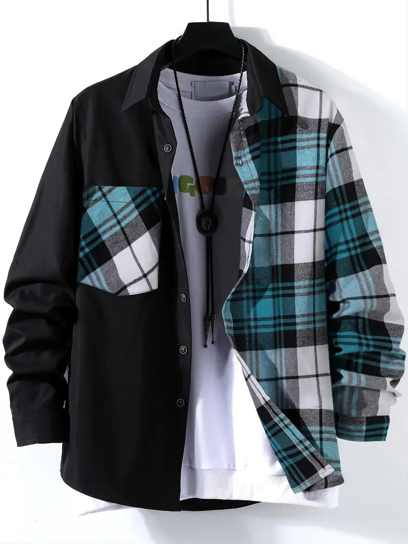 Men's long-sleeve checked button-down shirt by Joseph