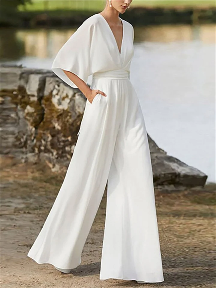 Ladies Loose Fit V Neck Romper - BritishElegance