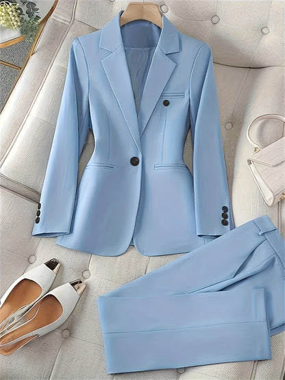 Elle – Women’s Notched Lapel Blazer & Trouser Set