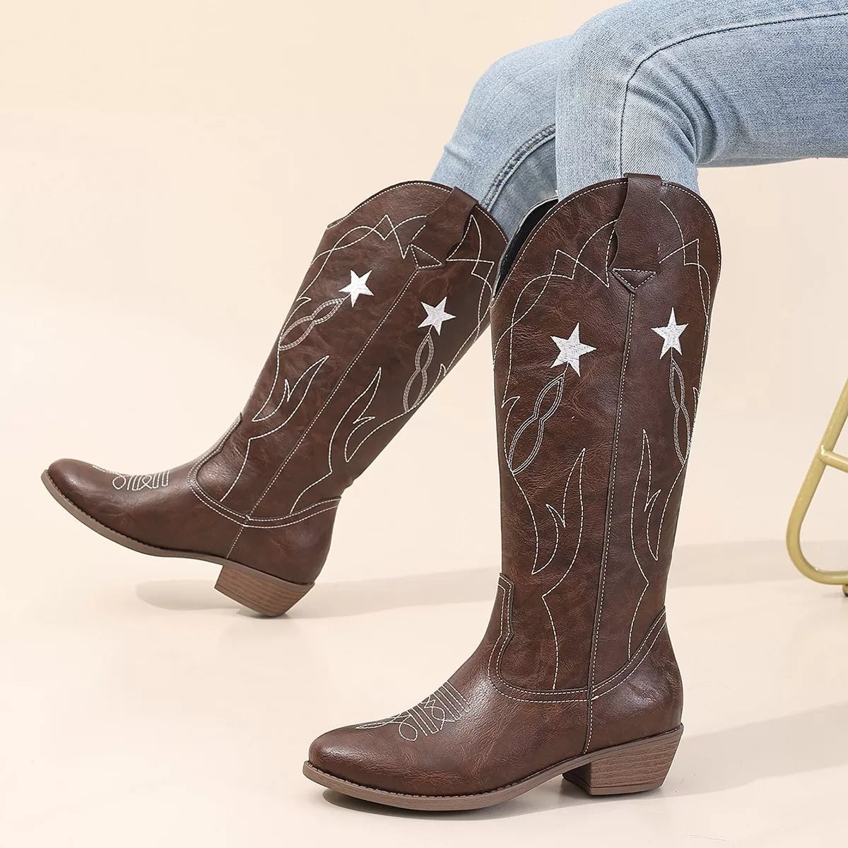 Rugged Country Embroidered Riding Boots