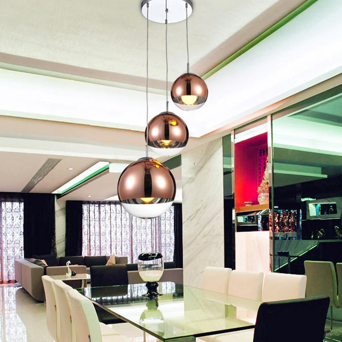 Elegant Glass Pendant Lamp Clear Silver Globe Shade