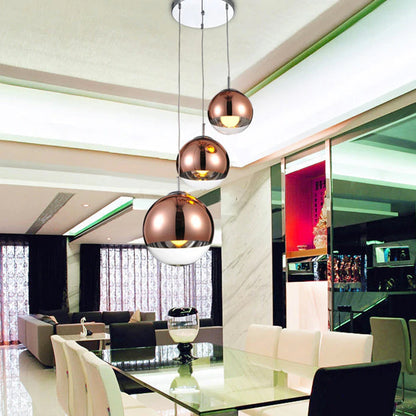 Elegant Glass Pendant Lamp Clear Silver Globe Shade